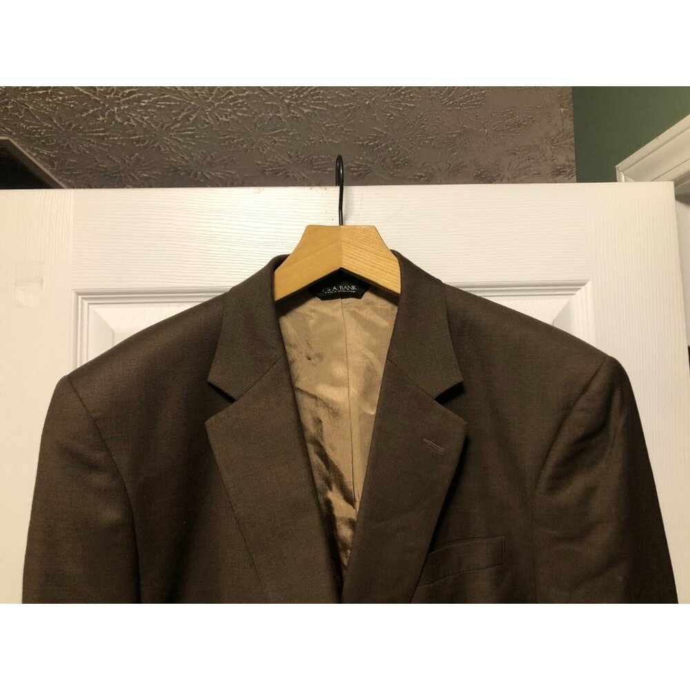 jos.a.bank men's brown 100%wool single vented sport coat jacket blazer size: 46L